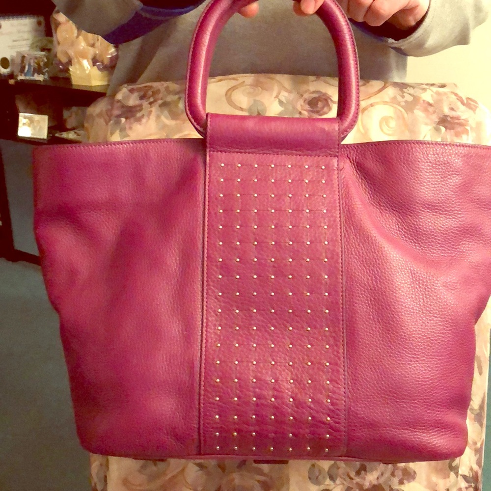 HALSTON LEATHER HANDBAG